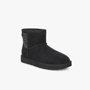 Ugg Classic Mini Rubber Logo Women Classic Boots Black (7253FZBPU)